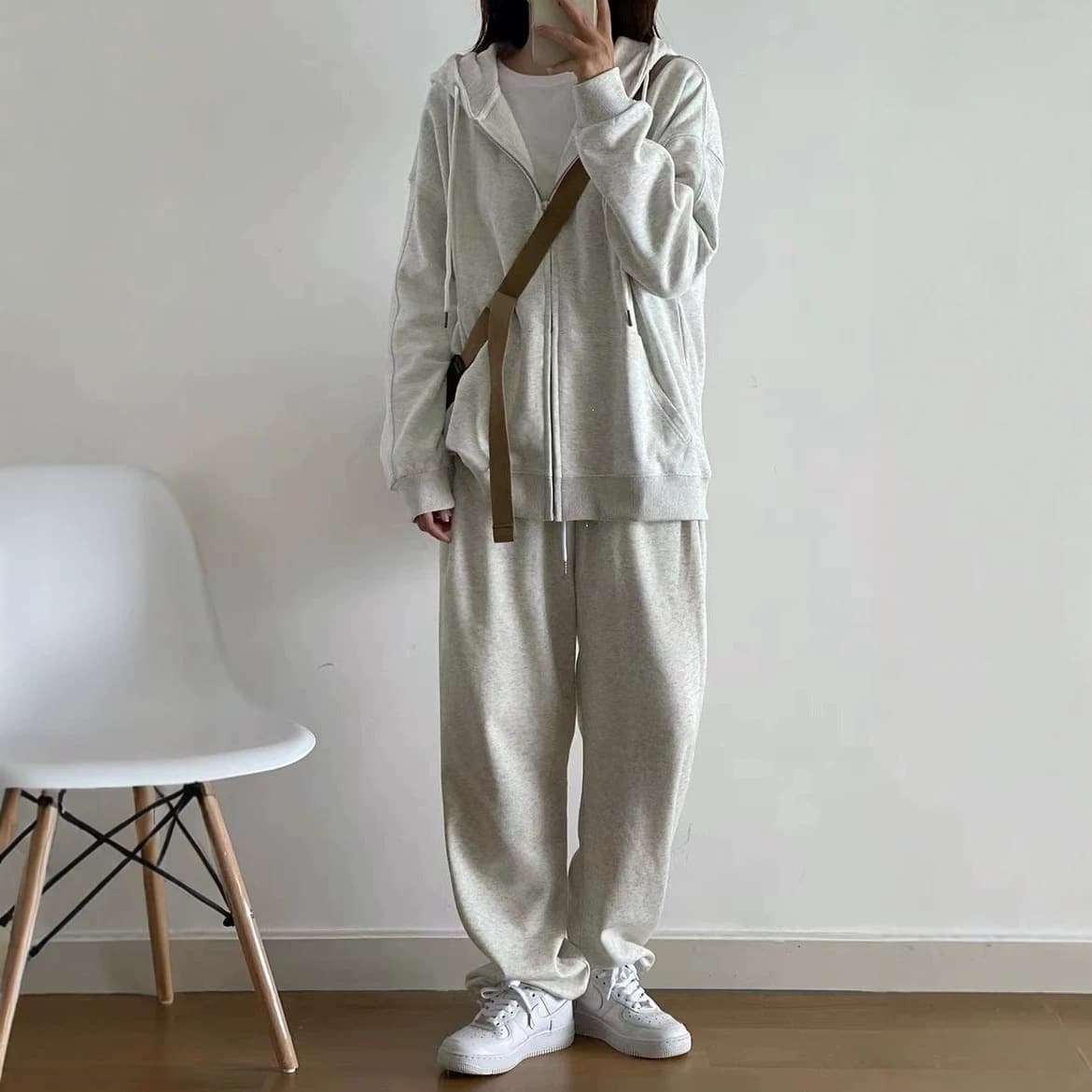 Premium Casual Athletic Set Women's Autumn/Winter Student Korean Loose Trendy Hoodie Sweatpants Two-Piece Set
