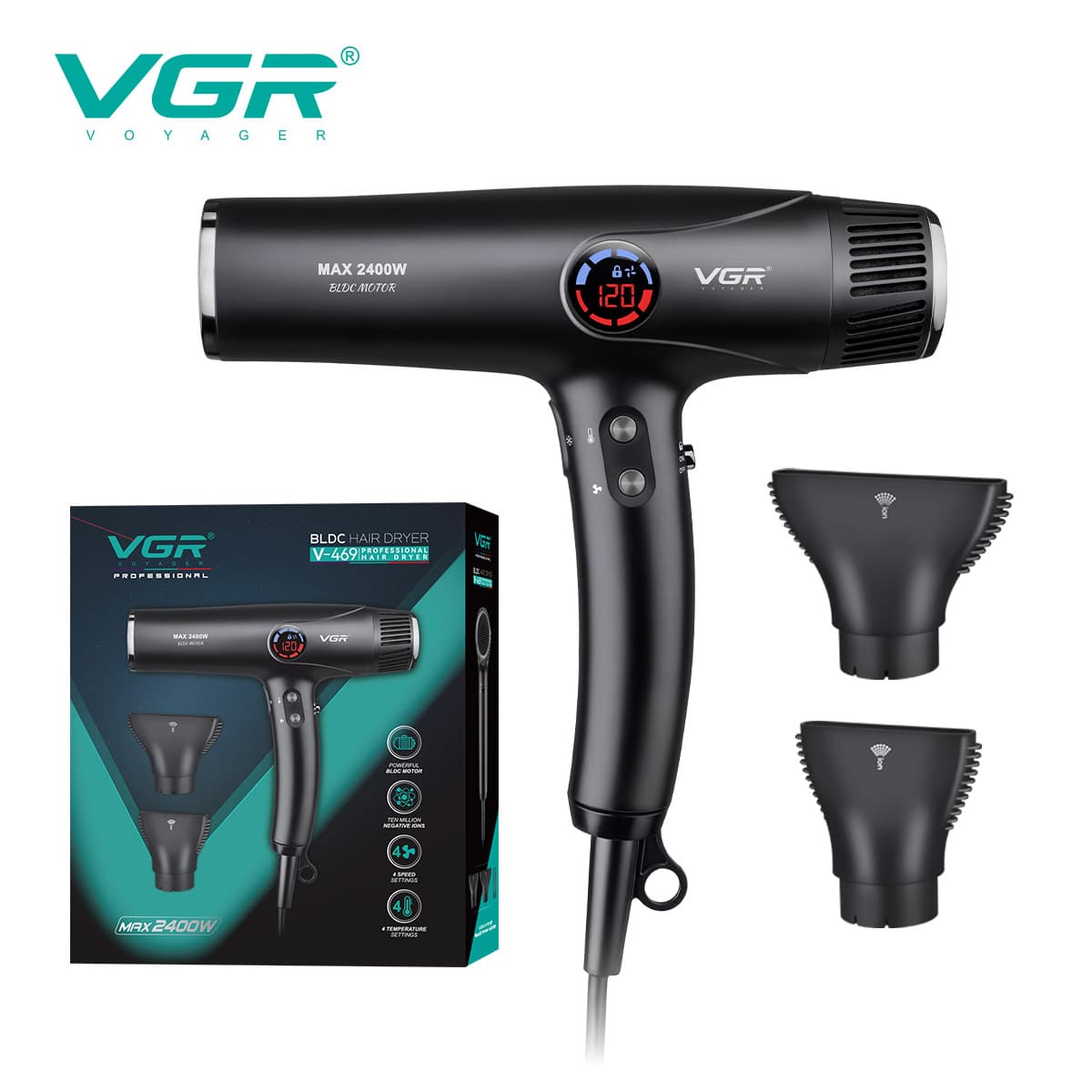 VGR469 cross-border multi-speed household hair dryer new hair salon dedicated high-speed negative ion temperature control women's hair dryer
