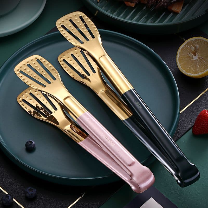 Super Thick 304 Stainless Steel Food Tongs Kitchen Commercial Anti-Scald Food Tongs BBQ Tongs Steak Tongs Hot Pot Tongs