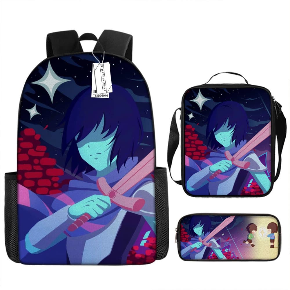 Cross-border Supply Cartoon Backpack Pencil Case Deltarune Large Capacity School Bag Set for Primary and Secondary School Students