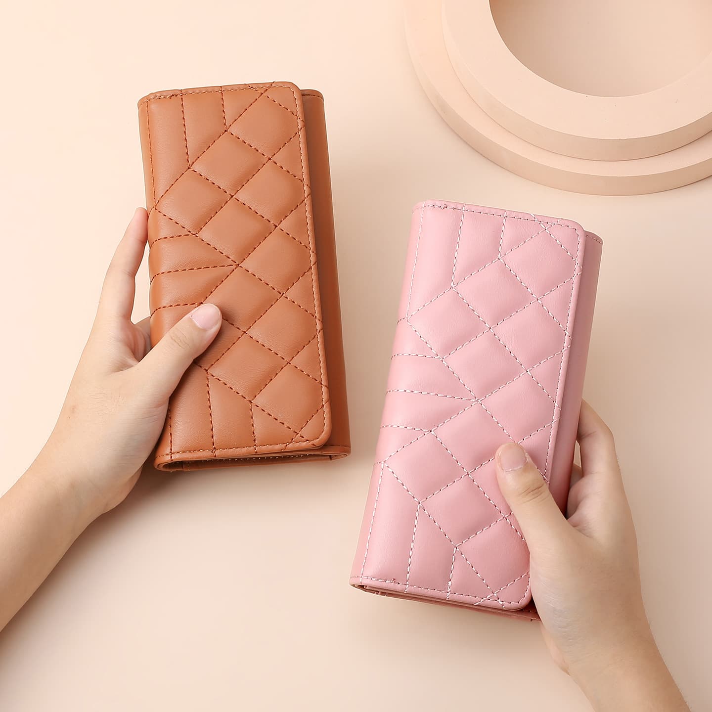 Cross-border Trifold Wallet, European and American Classic Women's Premium Long Leather Purse, Large Capacity Clutch Phone Bag