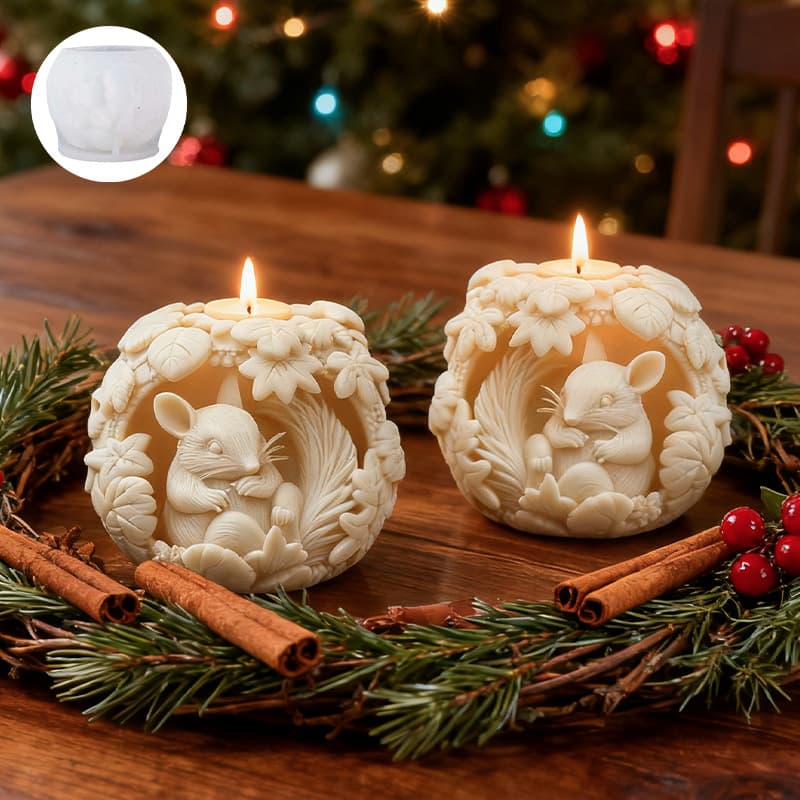 Wenxin Christmas Squirrel Aromatherapy Candle Silicone Mold DIY 3D Squirrel Scented Diffuser Ornament Plaster Silicone Mold