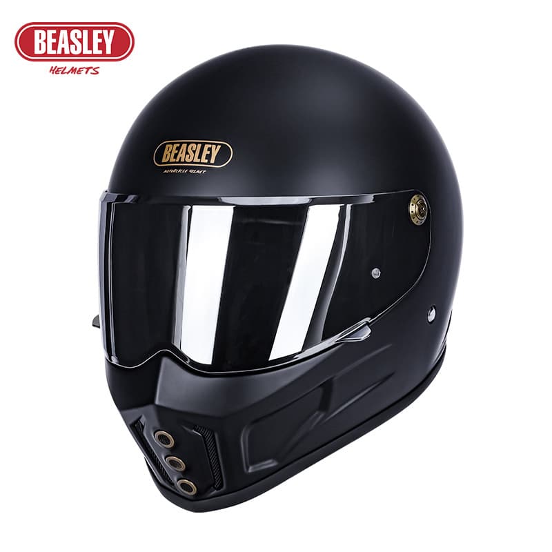 Bisili Motorcycle Helmet Retro Hardcore Rider Helmet Fiberglass Retro Full Face Helmet Four-Season Universal
