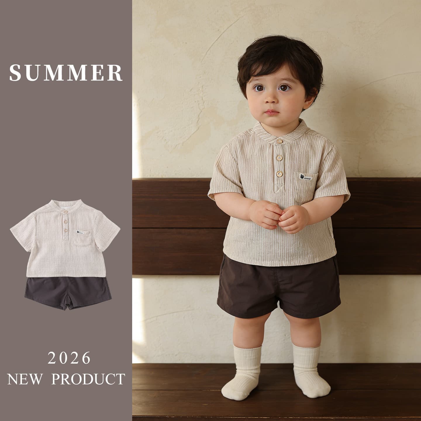 Baby suit summer clothing baby boy short-sleeved shorts clothing summer boy split two-piece set thin outing children's clothing