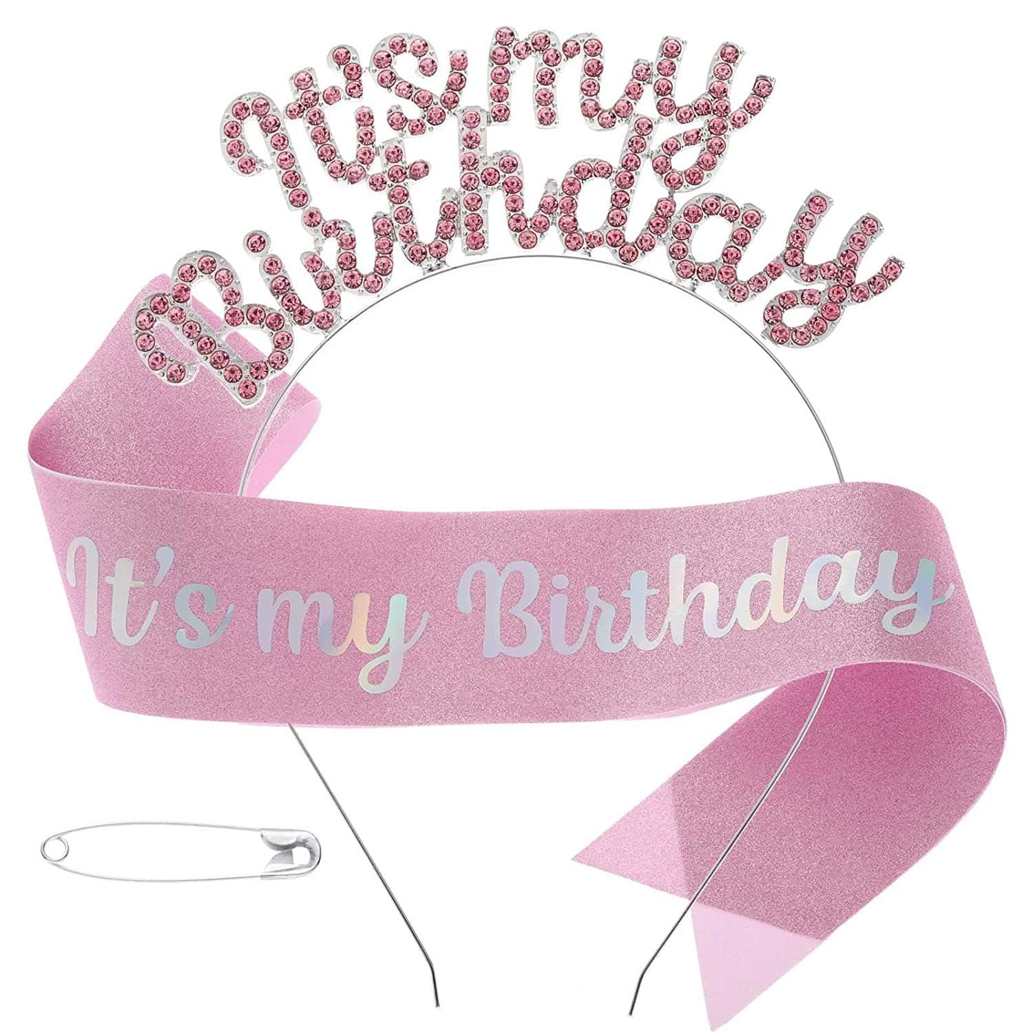 Birthday Party HAPPY BIRTHDAY Headband Hair Clip Sash Baking Gift Girls Photo Prop Set