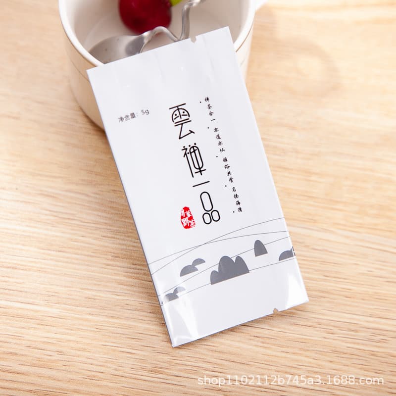 Printed tea packaging bags, foil three-side sealed food bags.
