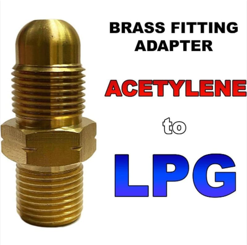 Oxygen Regulator Adapter, acetylene to propane brass reducer conversion fitting.