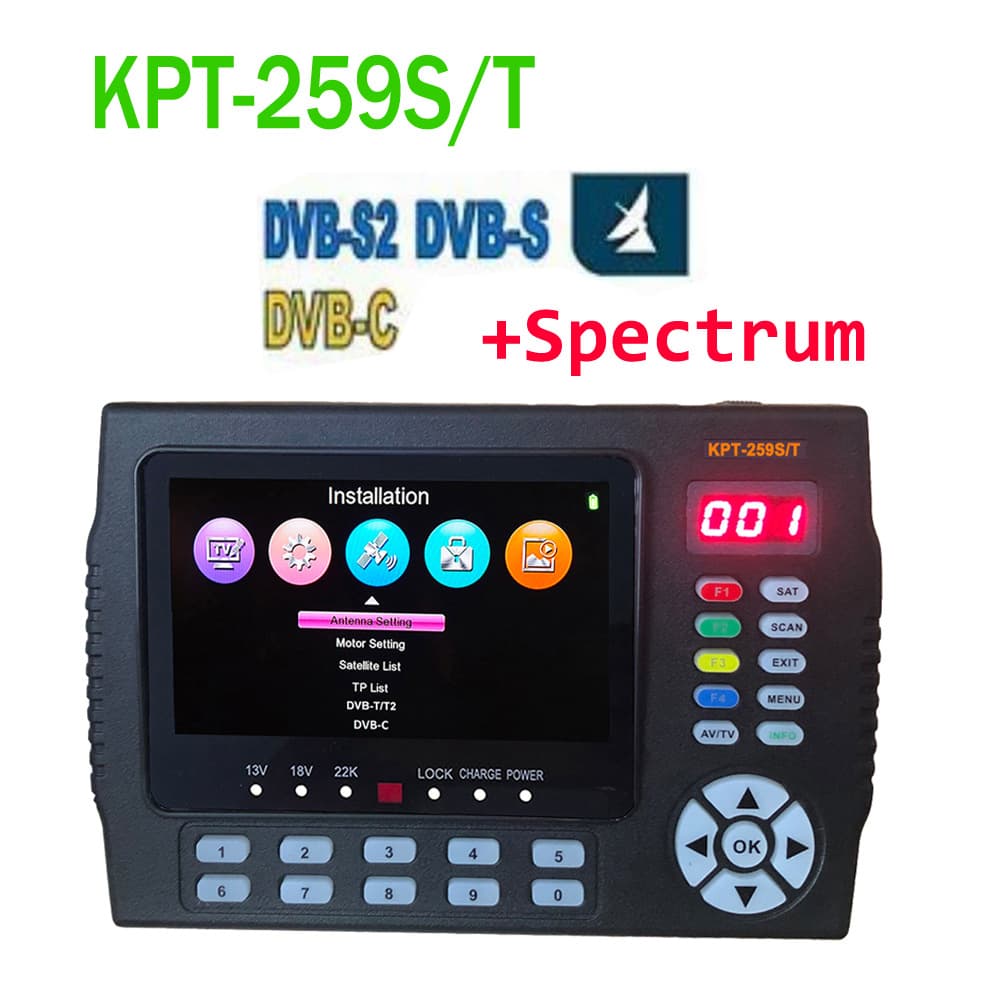 KPT-259TS DVB-S2/T2/C+Spectrum Satellite Finder Meter