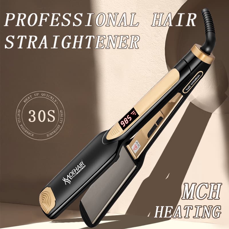 Moehair cross-border in stock LCD digital hair straightener splint MCH fast heating hair straightener temperature control splint