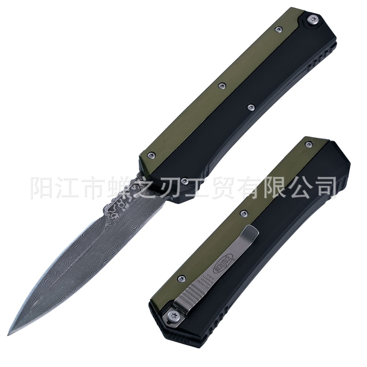 Factory Wholesale OTF Microtech Damascus Snake God Modified Outdoor Knife Portable Tactical