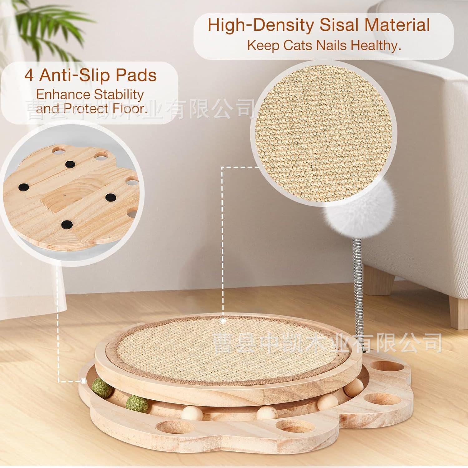 Cross-Border Wooden Cat Scratching Board Indoor Wooden Cat Claw Sharpener Solid Wood Cat Scratching Board Wooden Pet Scratching Board