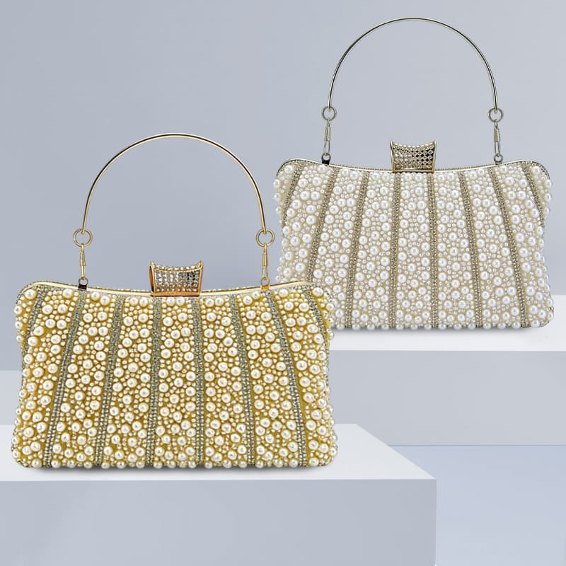European and American Style Diamond Clutch Bag, Pearl Rhinestone Party Bag, Evening Banquet Bag, Women's Evening Party Small Square Bag, Wholesale
