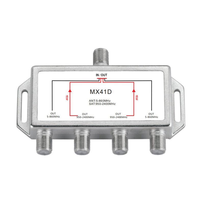 Four-Way Hybrid Splitter SAT/ANT Diplexer Cable and Outdoor TV Signal Duplexer MX41D