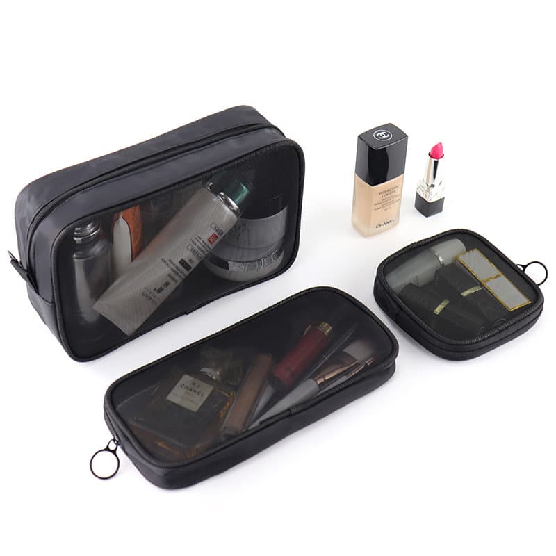 Internet hot cosmetic bag small portable storage simple Korean transparent mesh toiletry bag black factory new wholesale