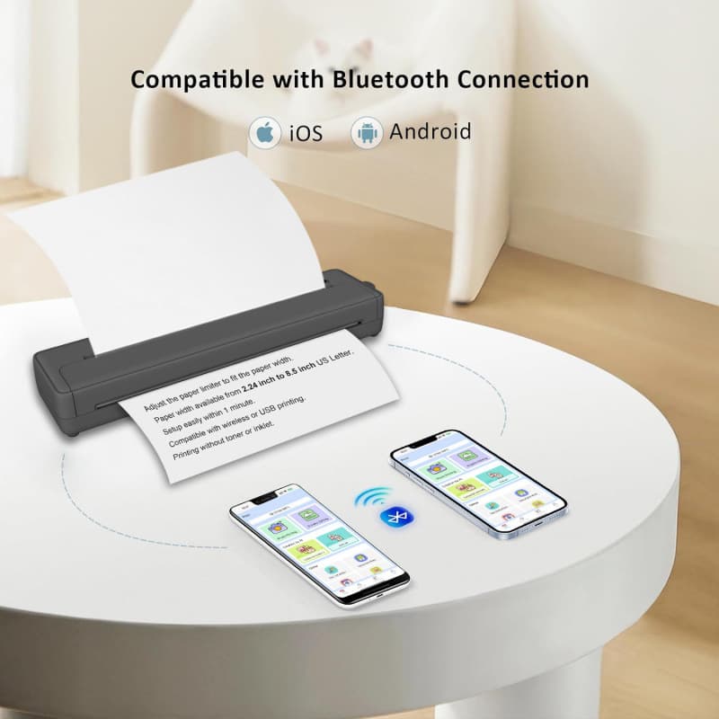 Portable smart A4 thermal home printer, wirelessly connectable to mobile phones and computers, inkless printer, exclusively for cross-border use.