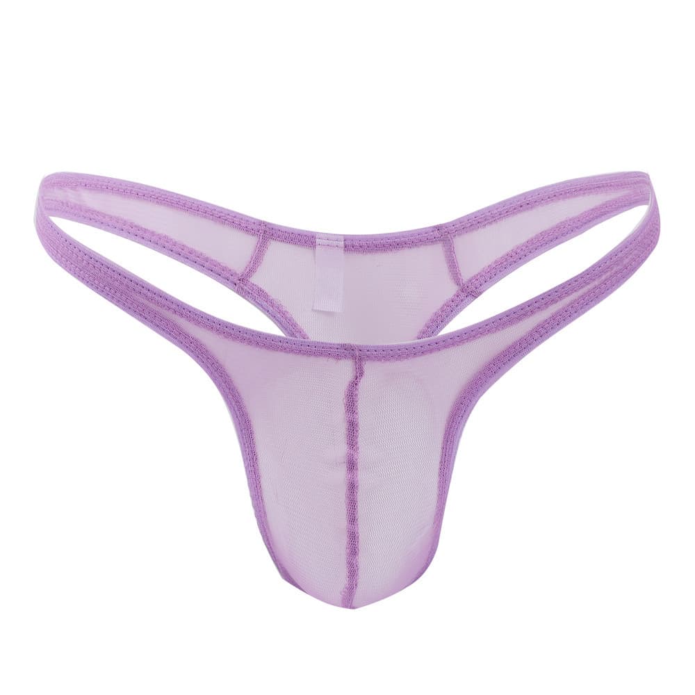 Sexy Mesh Transparent Lingerie Men's Briefs Low Waist Ultra-Thin Seamless Thong G-String for Gay Men