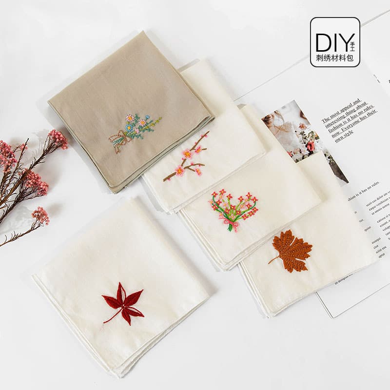 Embroidery Starter Kit Handmade DIY Embroidery Handkerchief Beginner Embroidery Material Pack Creative Valentine's Day Gift