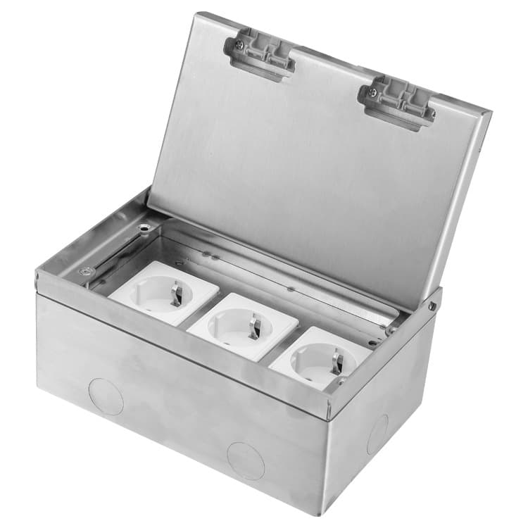 Export Stainless Steel Flip-Cover Three-Port European American German Standard Power Socket Marble Style Indonesia Floor Socket Box