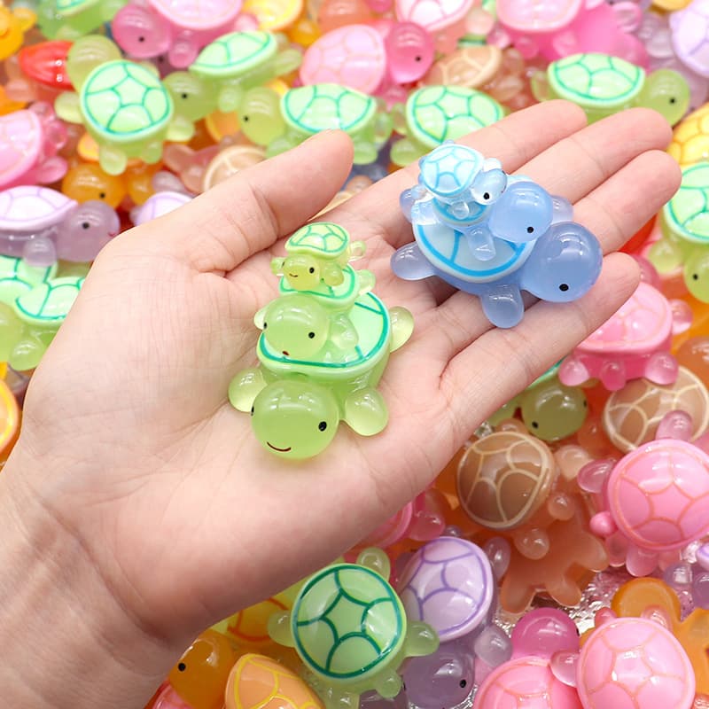 New creative cute luminous mini resin turtle ornaments, fluorescent sea turtle micro-landscape DIY fish tank decorations