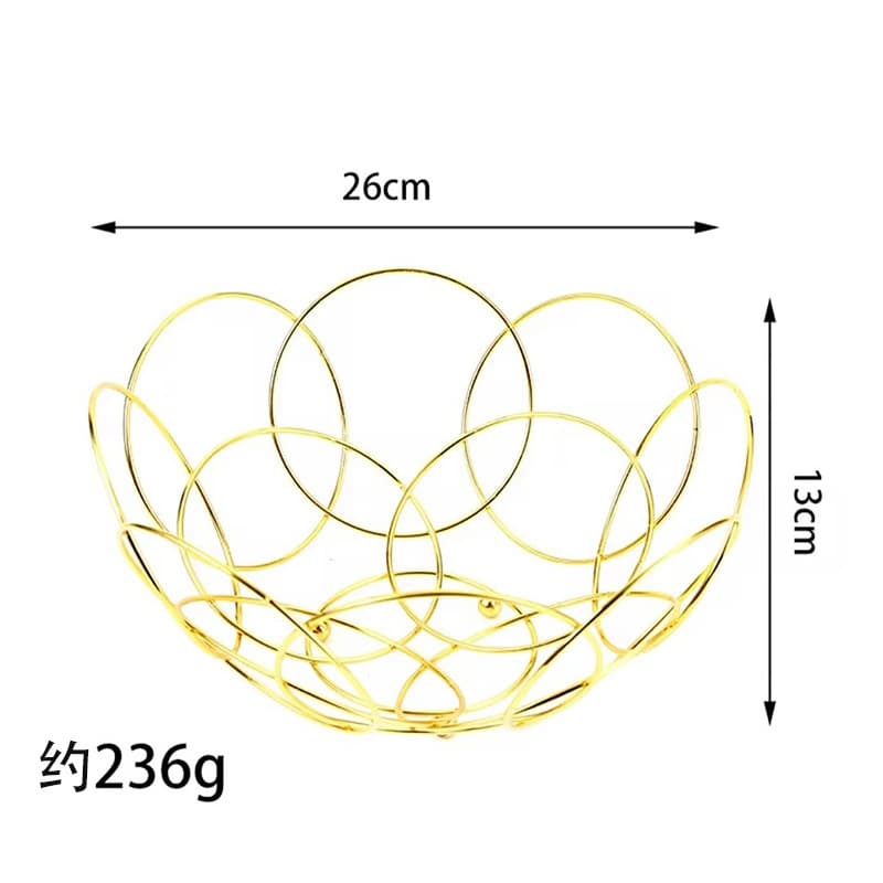 Factory Direct Home Kitchen Storage Basket European Style Round Fruit Basket Electroplated Gold/Silver Iron Wire Fruit Basket