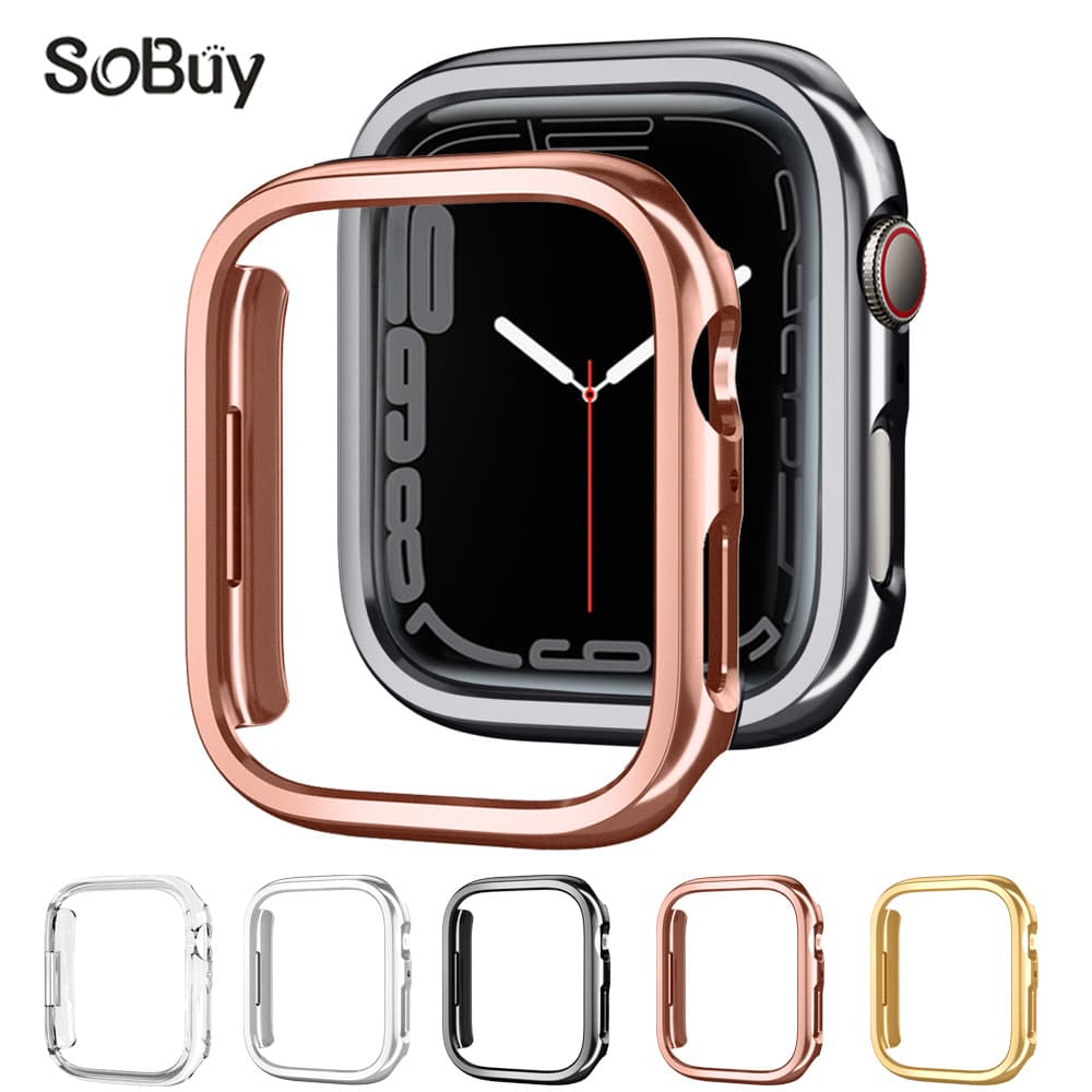 Compatible with Apple Watch 10, 9, 8 case, electroplated breathable shell for iWatch protective bezel