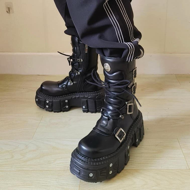 Spanish Rock Dark Subculture Short Boots Cyberpunk Motorcycle Boots Heavy Metal Thick Sole Martin Boots