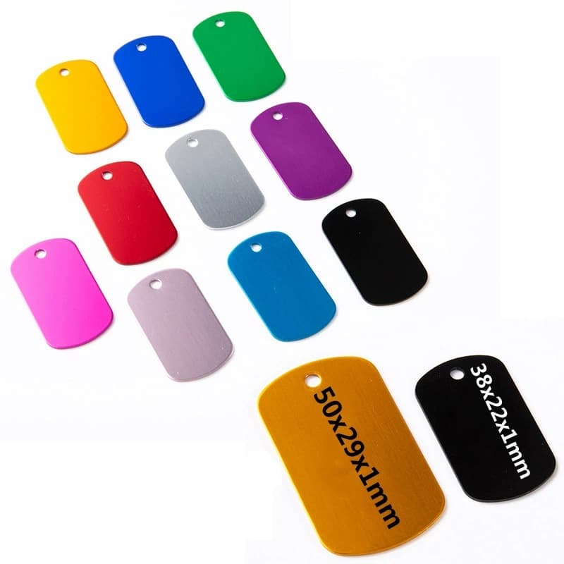 Aluminum military badge, square shield, dog tag, pet ID tag, 10 colors, metal military badge nameplate, can be engraved