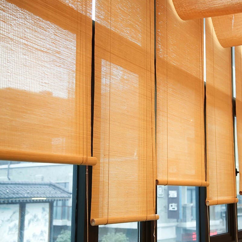 Japanese-style bamboo roller blinds, balcony lift blackout curtains, bamboo blinds, hotel, restaurant, tea room decoration, sunshade bamboo roller shades