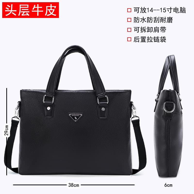 Genuine Leather Crocodile Pattern Business Bag Large Capacity Horizontal Men's Handbag Waterproof Commuter Tote Bag