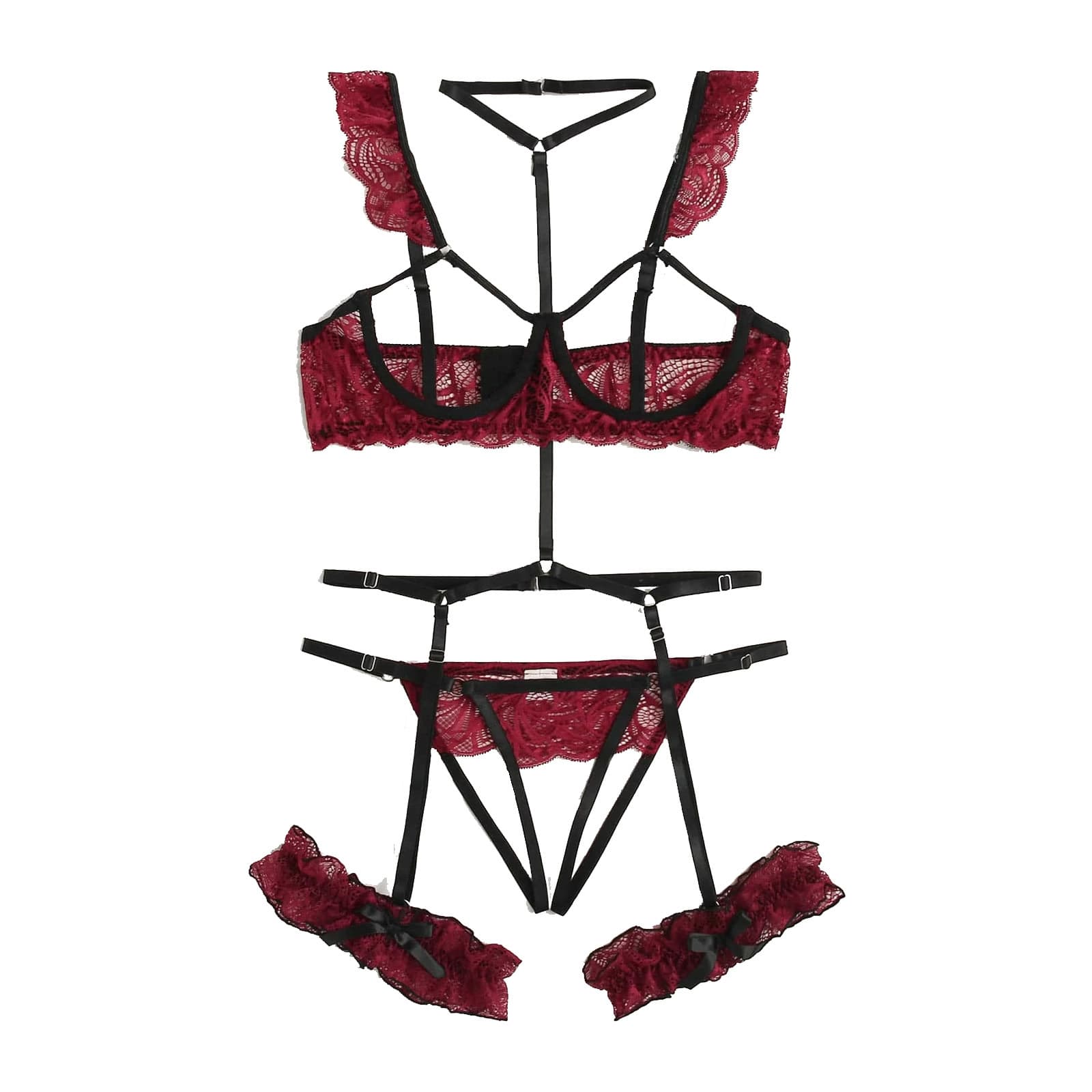 Sexy Lingerie Women's Lace Underwear Pajamas Bra Lace Super Seductive Set