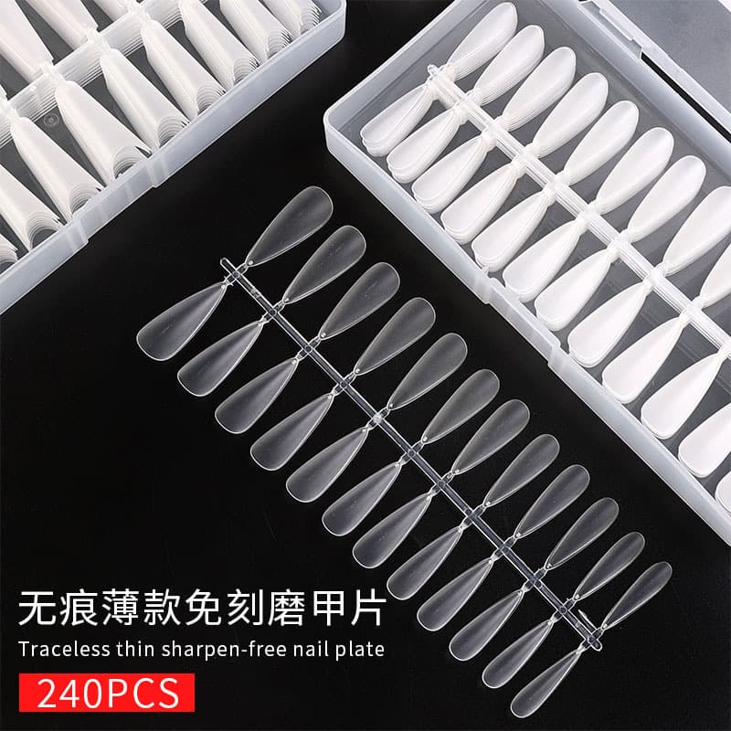 Ultra-thin Seamless No-Filing Short Trapezoid Nail Tips Extension Shaping Wearable Nail Tips Professional Nail Salon Tool