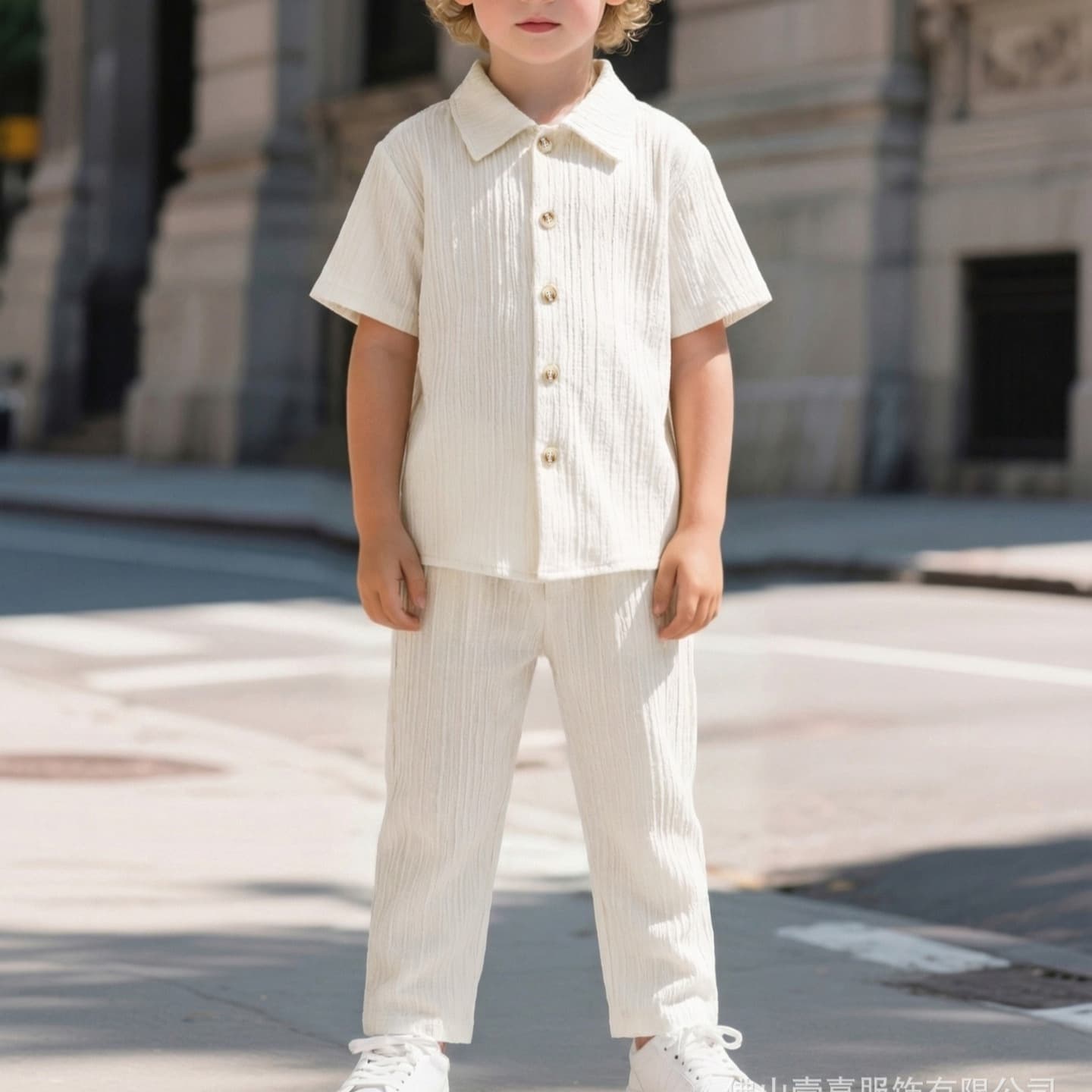 25 Cross-border Ins New Boys Handsome Gentleman Suit Summer School Style Children Thin Shirt Stylish Formal Wear