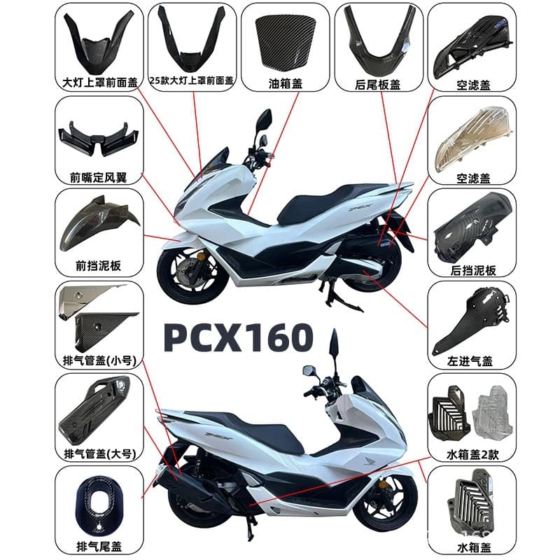 Full Set of Water Transfer Printed Decorative Body Panels for 2021-2025 PCX160 Motorcycle Modification