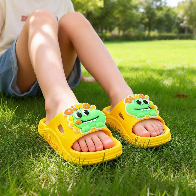 Kids Cartoon Dinosaur Slippers Summer Non-Slip Soft Sole Boys Girls Home Bathroom Sandals Cute Baby Slippers
