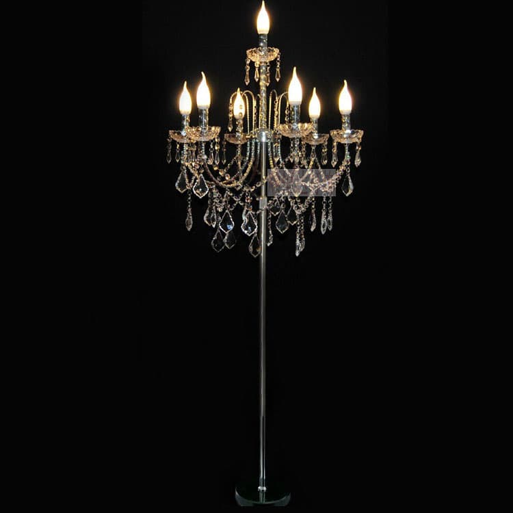 European Style 6+1 Crystal Floor Lamp Candle Lamps Living Room Lamp Furnishings Lamp Wedding Lamp Fashion Guide Lamp