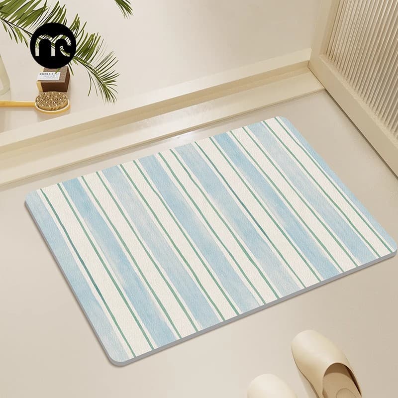 Simple Striped Bathroom Diatom Mud Floor Mat, Stain-Resistant and Durable, Entryway Doormat for Bathroom and Hallway, Drop Shipping