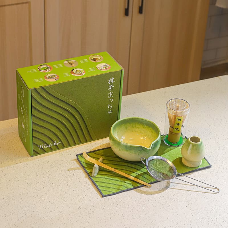 Matcha Set Hyakuhon-rite Tea Whisk, Japanese Matcha Bowl Set, Color Box Set for Cross-border Supply