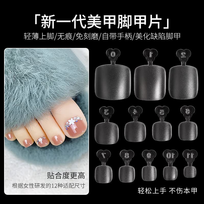 Nail Art Toe Nail Patches Full Stickers High Permeability No Filing Needed Ultra-Thin Nail Wraps Salon Special