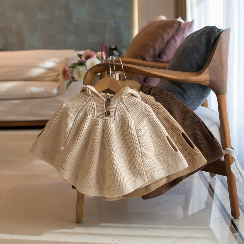 Baby Cape Poncho Going Out Windproof Knit Jacket Shawl Autumn Coat Children's Sweater Stylish Trend