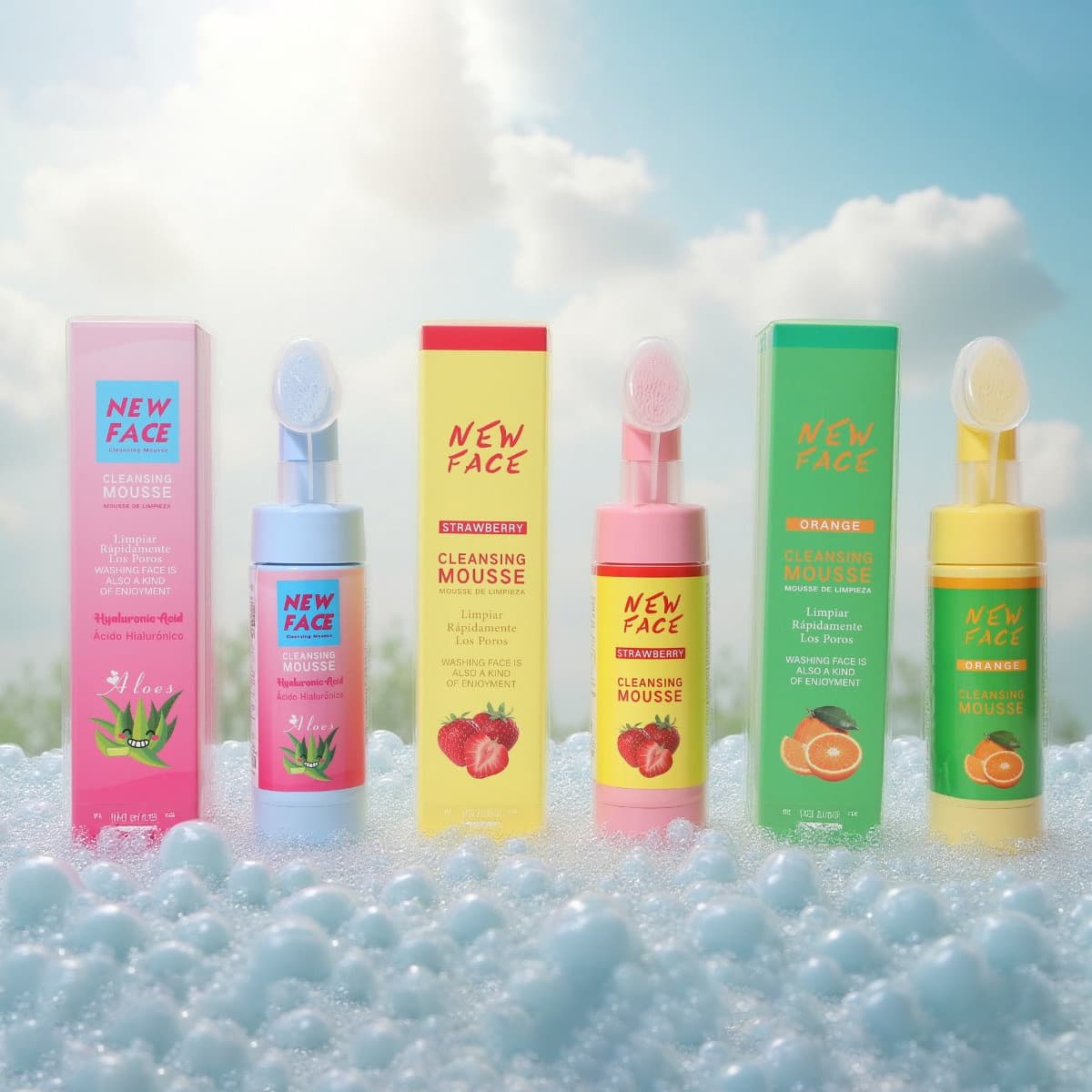Moisturizing Cleansing Mousse Cross-border Export Facial Cleanser Hot Selling Foreign Trade Product for Men and Women Facial Brush Head Deep Cleansing Oil Control Rose