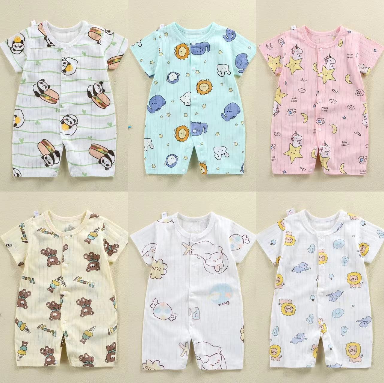 Baby Romper 0-1 Year Cotton Jacquard Bodysuit Simple Stylish Thin Class A
