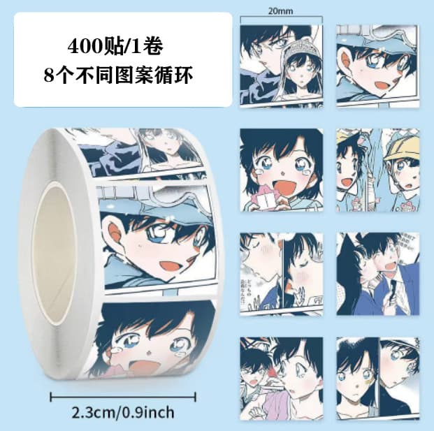 Detective Conan Roll Stickers Anime Cartoon Kaito Kid Cute DIY Creative Sealing Stickers Notebook Decals