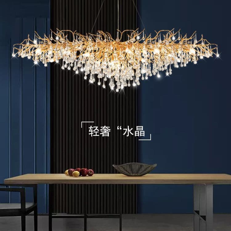 Creative Restaurant Chandelier French Light Luxury New Style Crystal Water Drop Branch Chandelier Luxury Villa Pendant Light