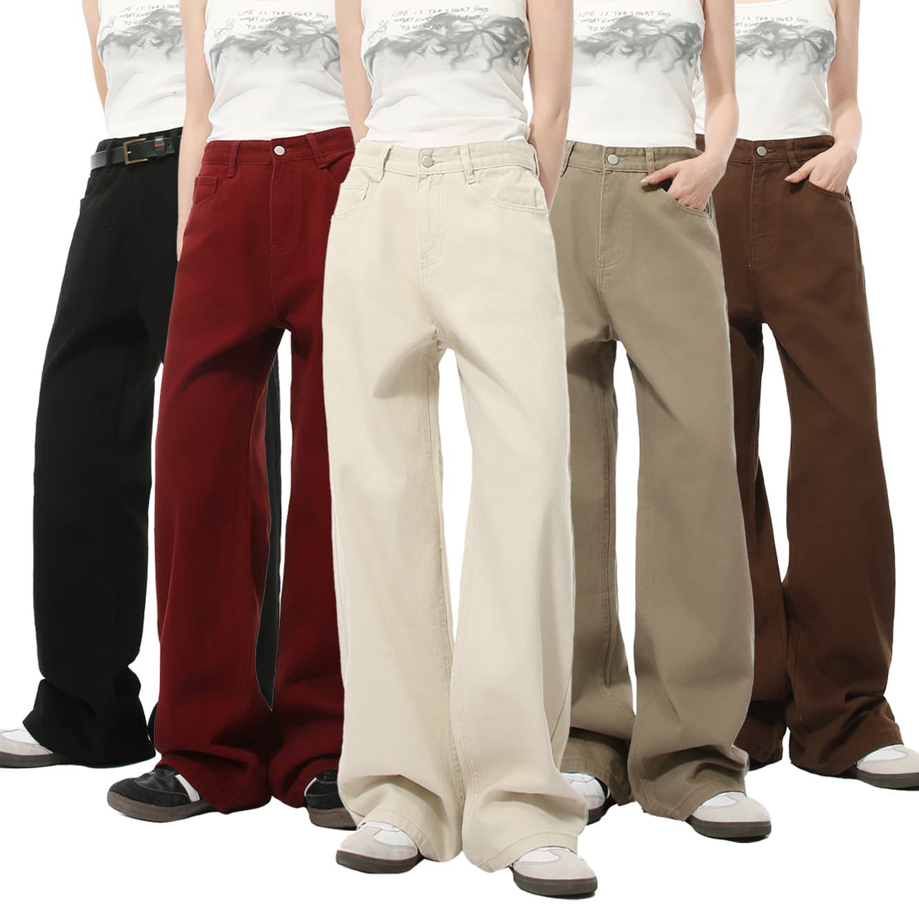 MTLCLOTHES Men's Clothing | Autumn New Korean Solid Color Basic Slim Loose Straight Jeans Casual