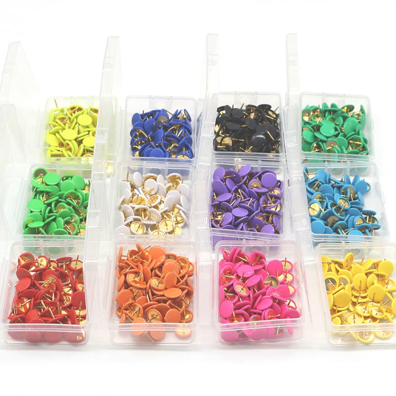 Amazon 100pcs 12-Color Creative Stationery Plastic-Coated Push Pins for Office Cork Board Fixing Thumbtacks Wholesale