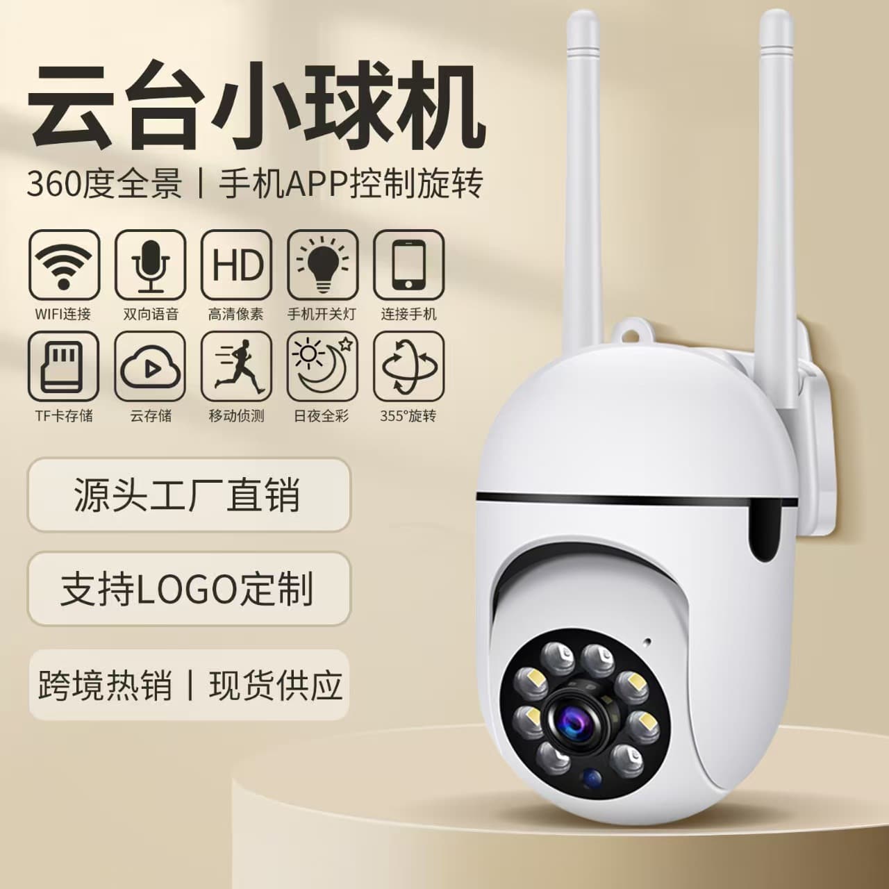 Cross-border Smart PTZ Security Camera with Human Tracking, HD Night Vision, Wireless Bulb Camera