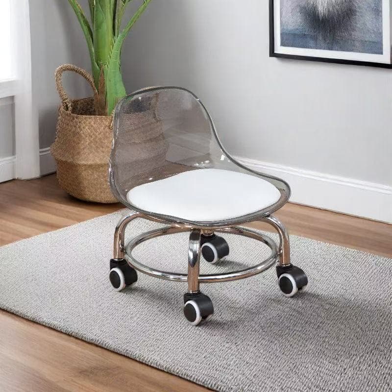 Grout Household Backrest Silent Caster Low Stool Transparent Small Chair Universal Wheel Stool Toddler Acrylic