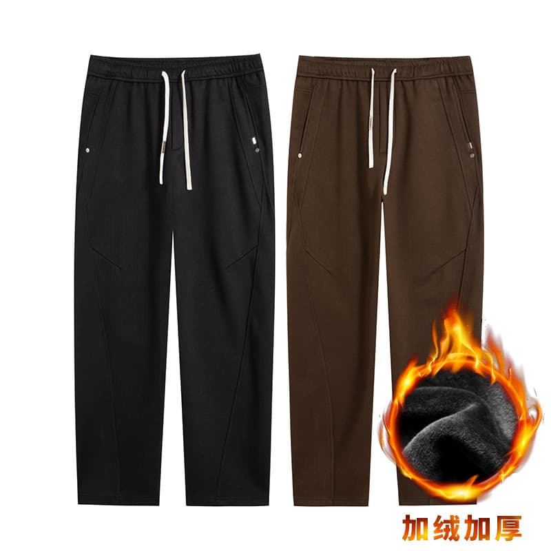 Plus Size Pants 2025 New Winter Loose Straight Leg Casual Long Pants, Fleece Lined and Thickened Sports Sweatpants