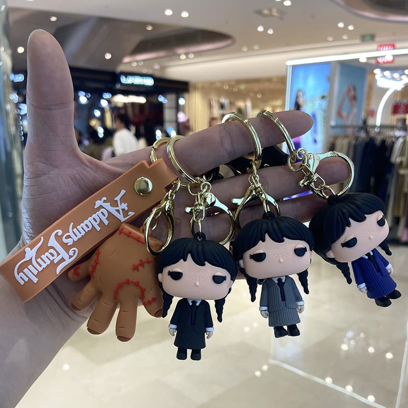New Addams Family Cartoon Figure Keychain Wednesday Keychain Pendant Hot-Selling Foreign Trade Bag Charm Wholesale
