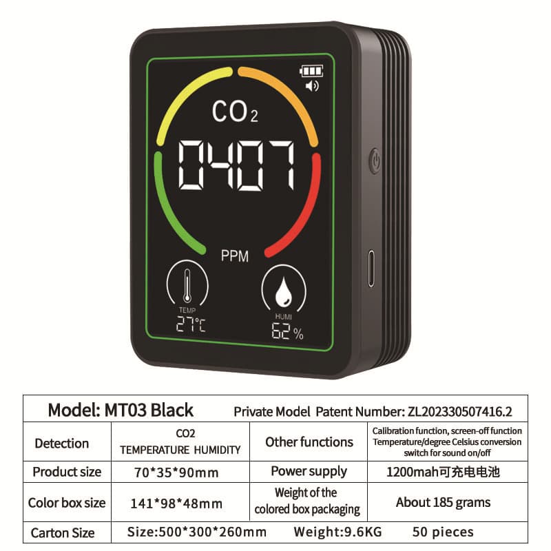 In-stock Private Mold CO2 Detector TVOC CO2 Air Quality Monitor Export Model
